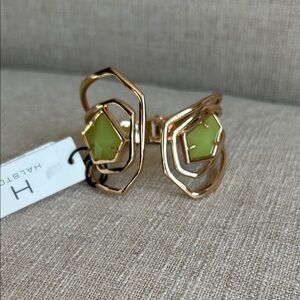 Halston Heritage Gold-Tone Bangle with Lime Green Hexagon Stones